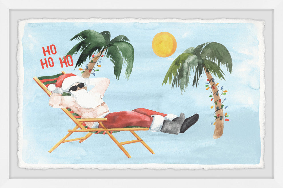 "Santa Goes on Vacation" Framed Painting Print, 12x8