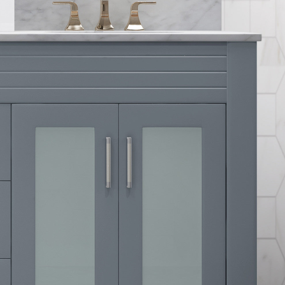 Taylor Contemporary 60" Wood Double Sink Bathroom Vanity With Marble Counter Top