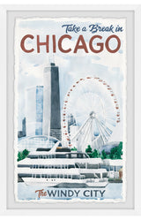"Take a Break in Chicago" Framed Painting Print, 30x45