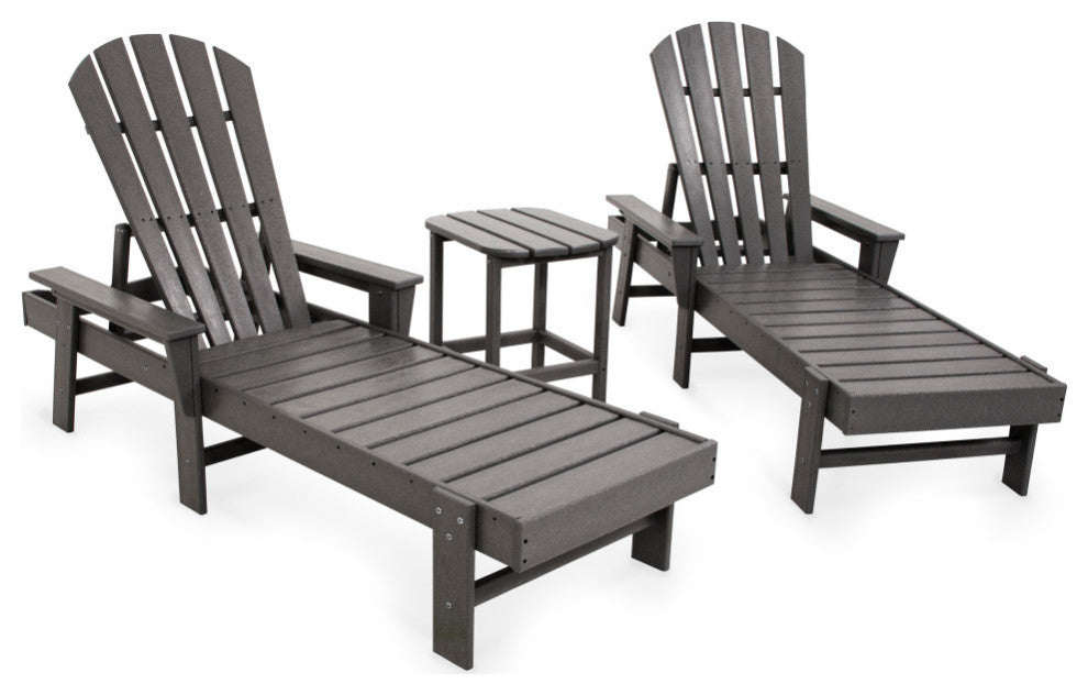 POLYWOOD South Beach Chaise 3-Piece Set, Slate Gray
