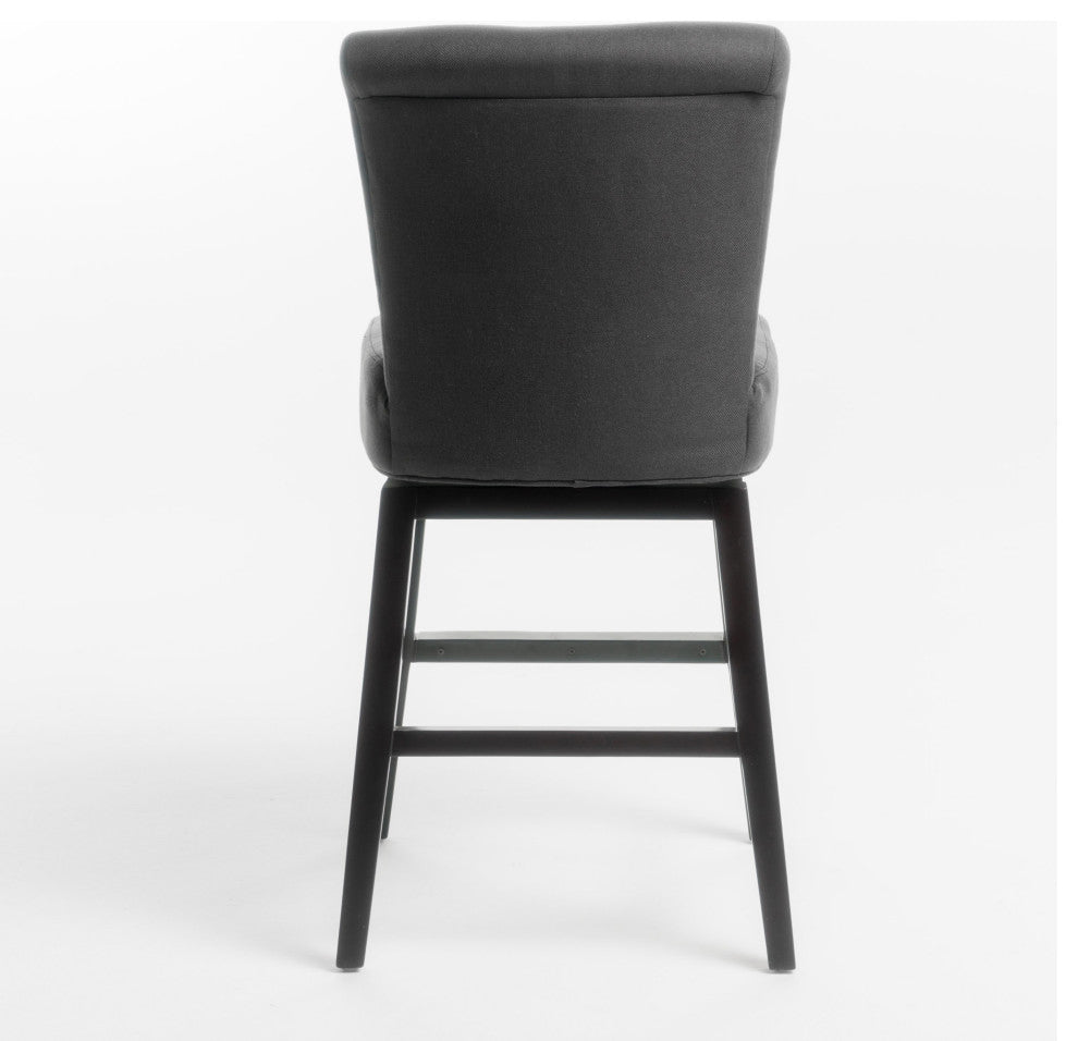 GDF Studio Tristan Dark Brown Fabric Swivel Counter Stool