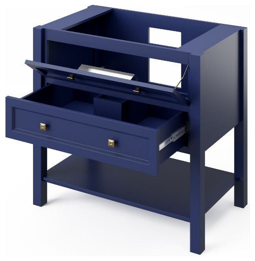 Adler Transitional 36" Hale Blue Vanity, Steel Grey Cultured Marble Vanity Top