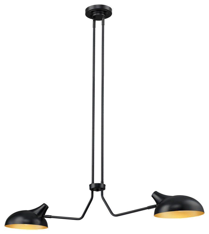 Zlite 1942-2L-MB 2-Light Island, Matte Black Outer/Gold Inner