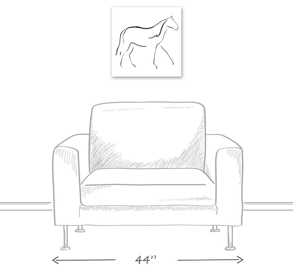 Simple Horse Sketch 16x16 Canvas Wall Art