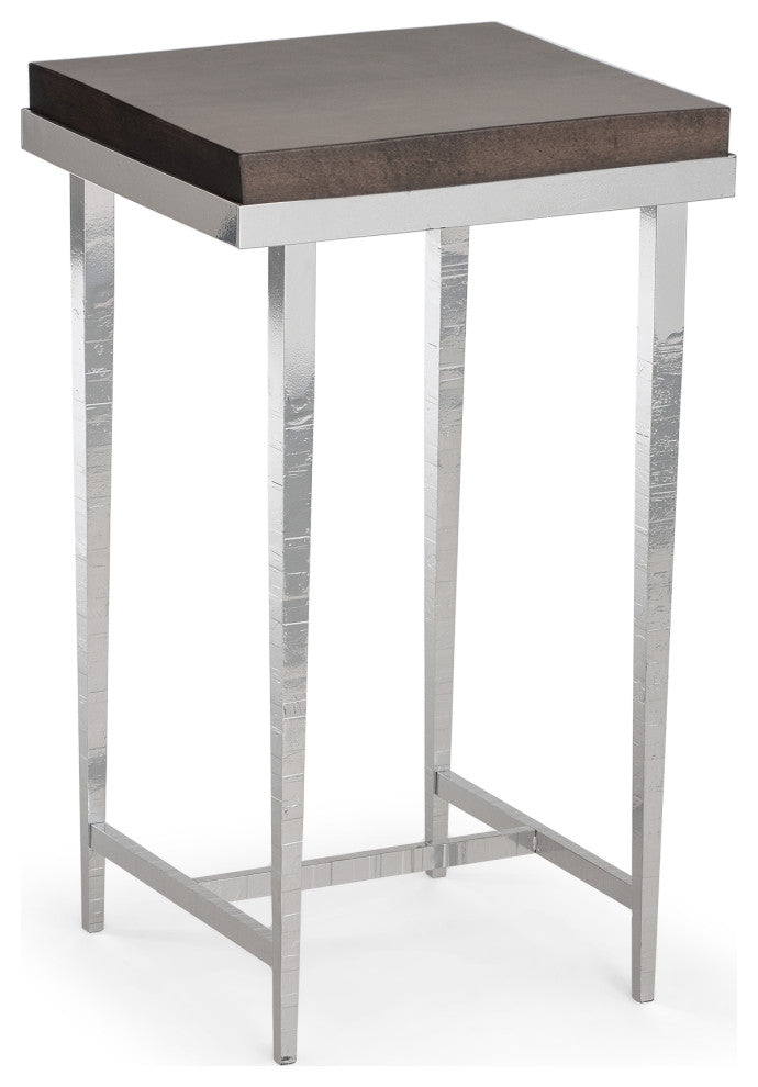 Wick Side Table, Sterling Finish, Maple Espresso Accents