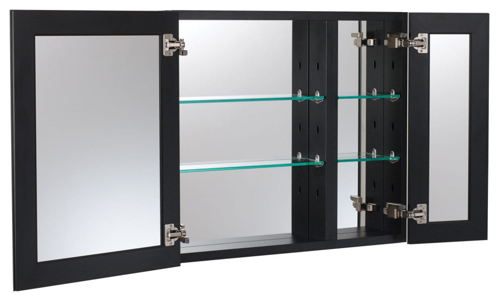 Surface Mount/Recessed Aluminum Framed Medicine Cabinet with Mirror and Shelves, 30" X 26";