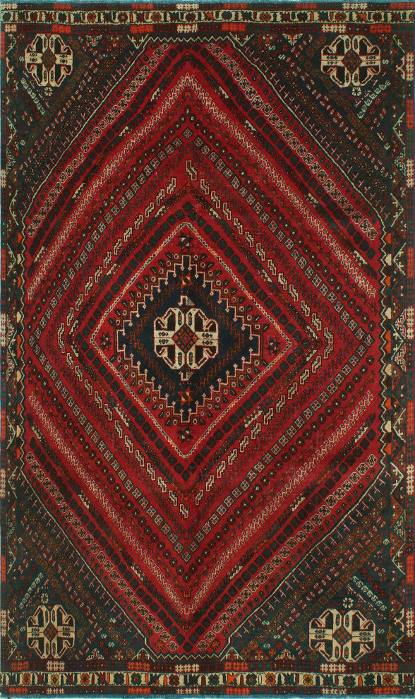 Vintage Distressed Shareef Red Rug