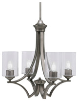 Zilo Uplight, 4 Light, Chandelier, Graphite Finish With 4" Clear Bubble Glass