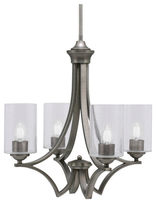 Zilo Uplight, 4 Light, Chandelier, Graphite Finish With 4" Clear Bubble Glass