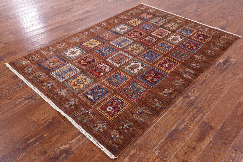 5' 2" X 7' 5" Tribal Persian Gabbeh Hand Knotted Wool Rug Q10093