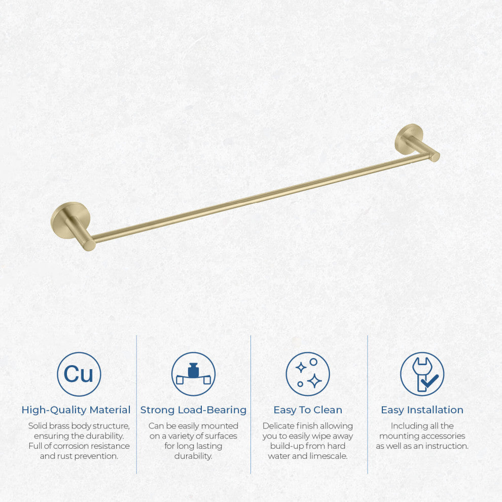 Circular 24" Bathroom Towel Bar KBA1404, Brush Gold