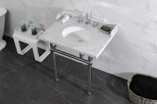 Kingston Brass LMS3030MB1 30" Carrara Marble Console Sink, Legs