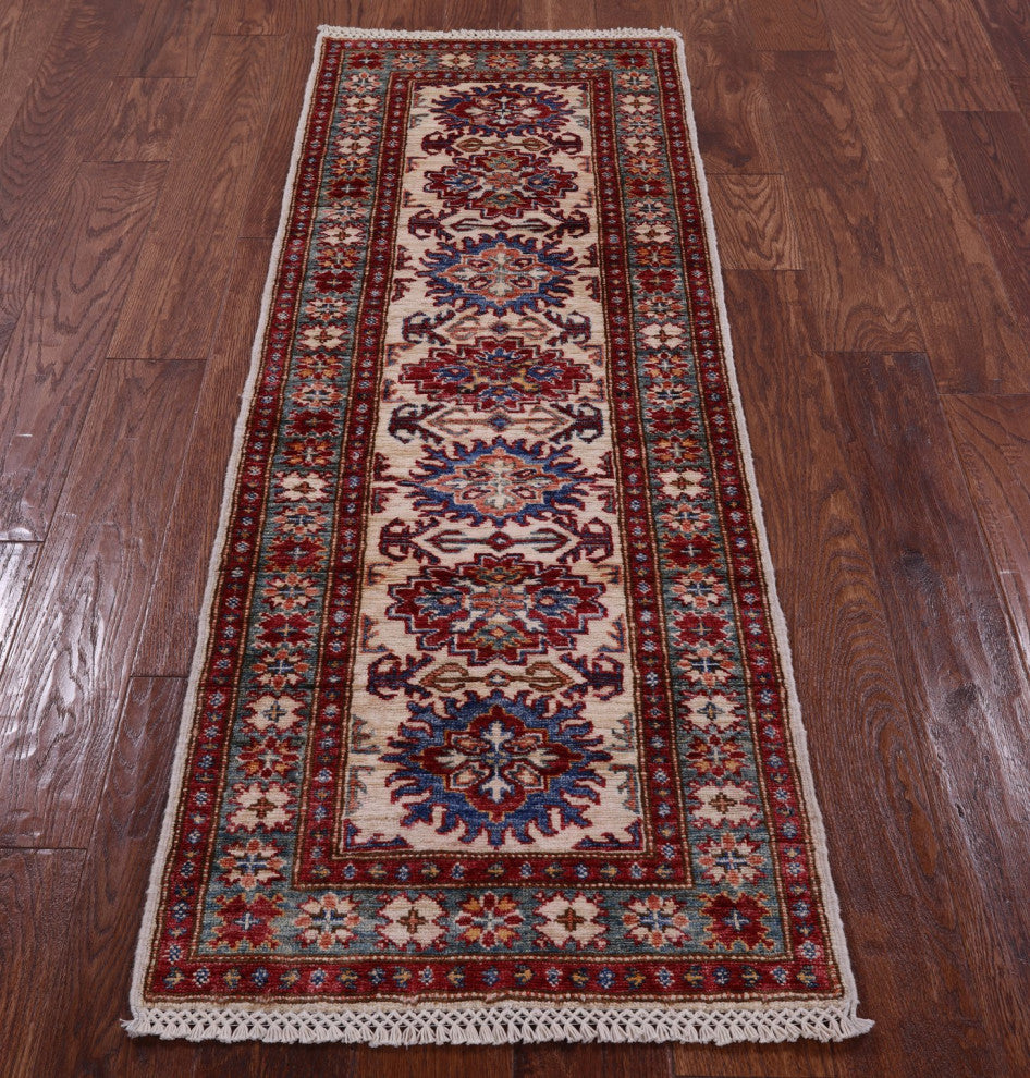 Handmade Super Kazak Wool Runner Rug 1' 11" X 5' 6" Q10297