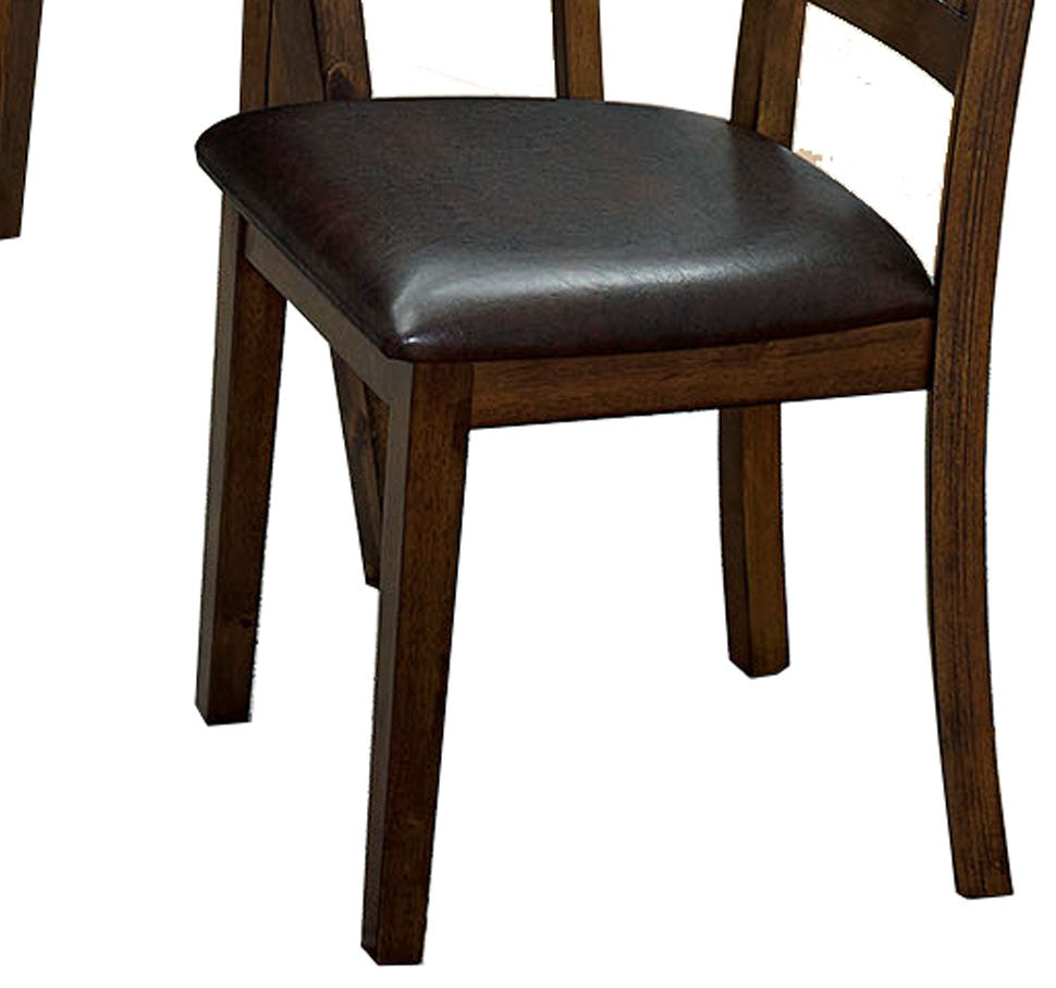 Benzara BM236574 Wooden Dining Table, Ladder Back Style Chairs, Set of 5, Brown
