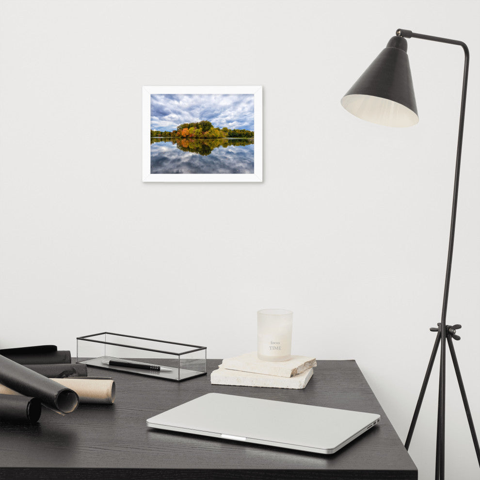 Autumn Reflections Rural Landscape Framed Photo Paper Wall Art Prints, White, 8" X 10"