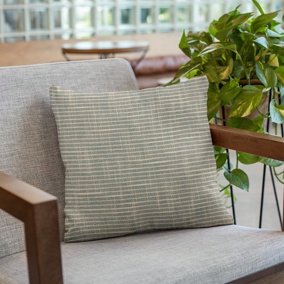 Plutus Blue Simple Stripe Luxury Throw Pillow, 26"x26"