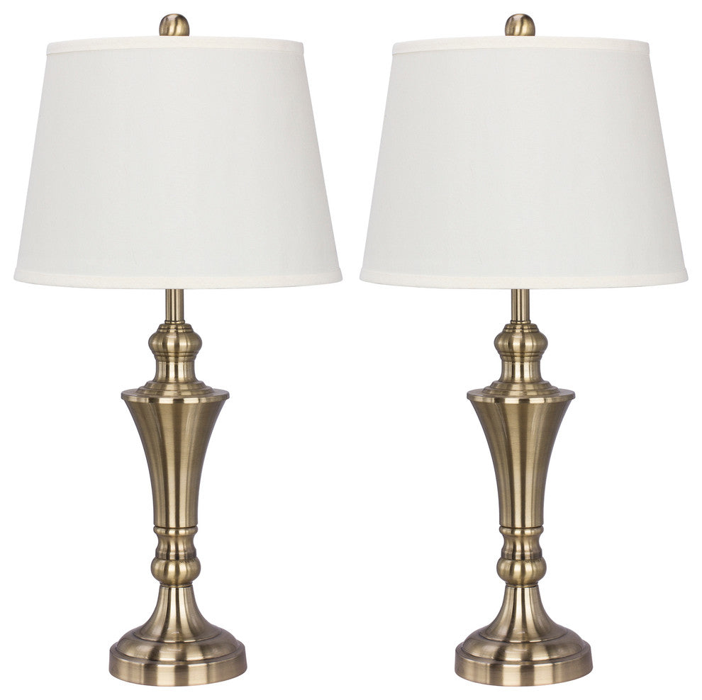 Antique Brass Metal Lamps, Set of 2, 26"
