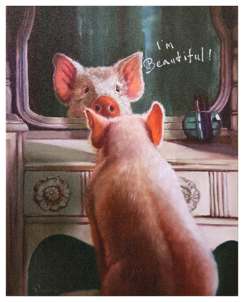 "Affirmation Iii" Pig Pet Wall Art Graphic Art Print on Wrapped Canvas