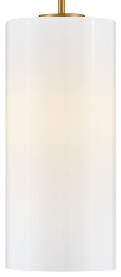 Lark Lane Single Cylindrical Pendant, Lacquered Brass + Cased Opal Glass
