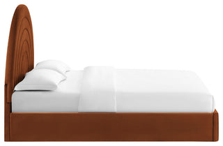 Solana Arched Performance Velvet Queen Platform Bed, Rust