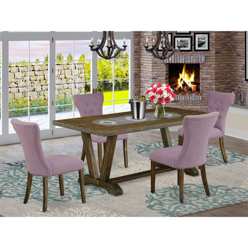 5-Piece, 4 Chairs and Table With Jacobean Table Top, Jacobean