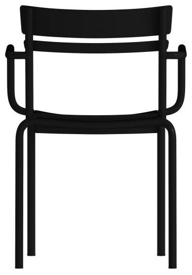 Nash Commercial Grade Steel Indoor-Outdoor Stackable Chair with 2 Slats and Arms, Black