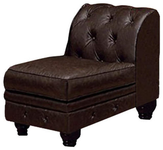 Benzara BZBM131441 Stanford II Traditional Sofa Chair, Brown Leatherette