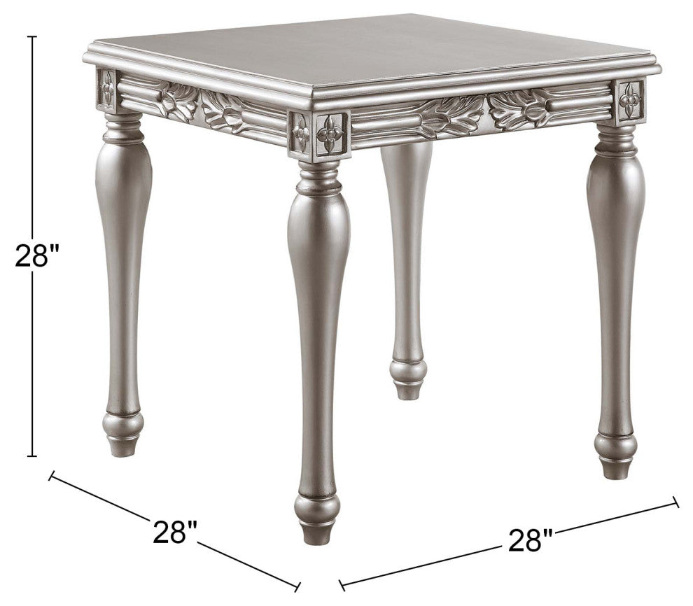 Wood Square End Table, Platinum