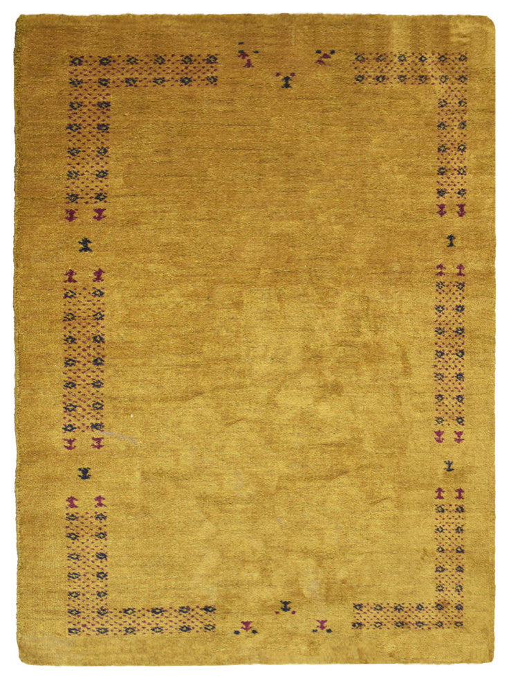 HAND KNOTTED LOOM SILK ECO-FRIENDLY AREA RUG -8'x10',Rectangle,Gold,Contemporary