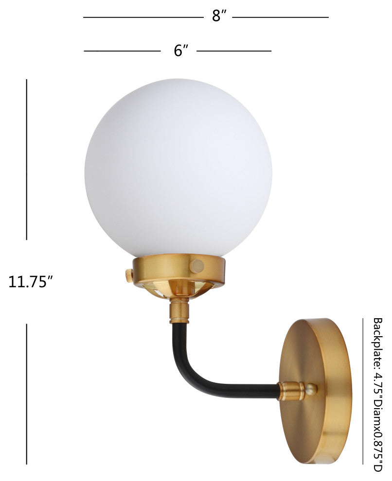 Caleb 1-Light Brass Wall Sconce, Brass Gold/Black, 1 - Light(s)