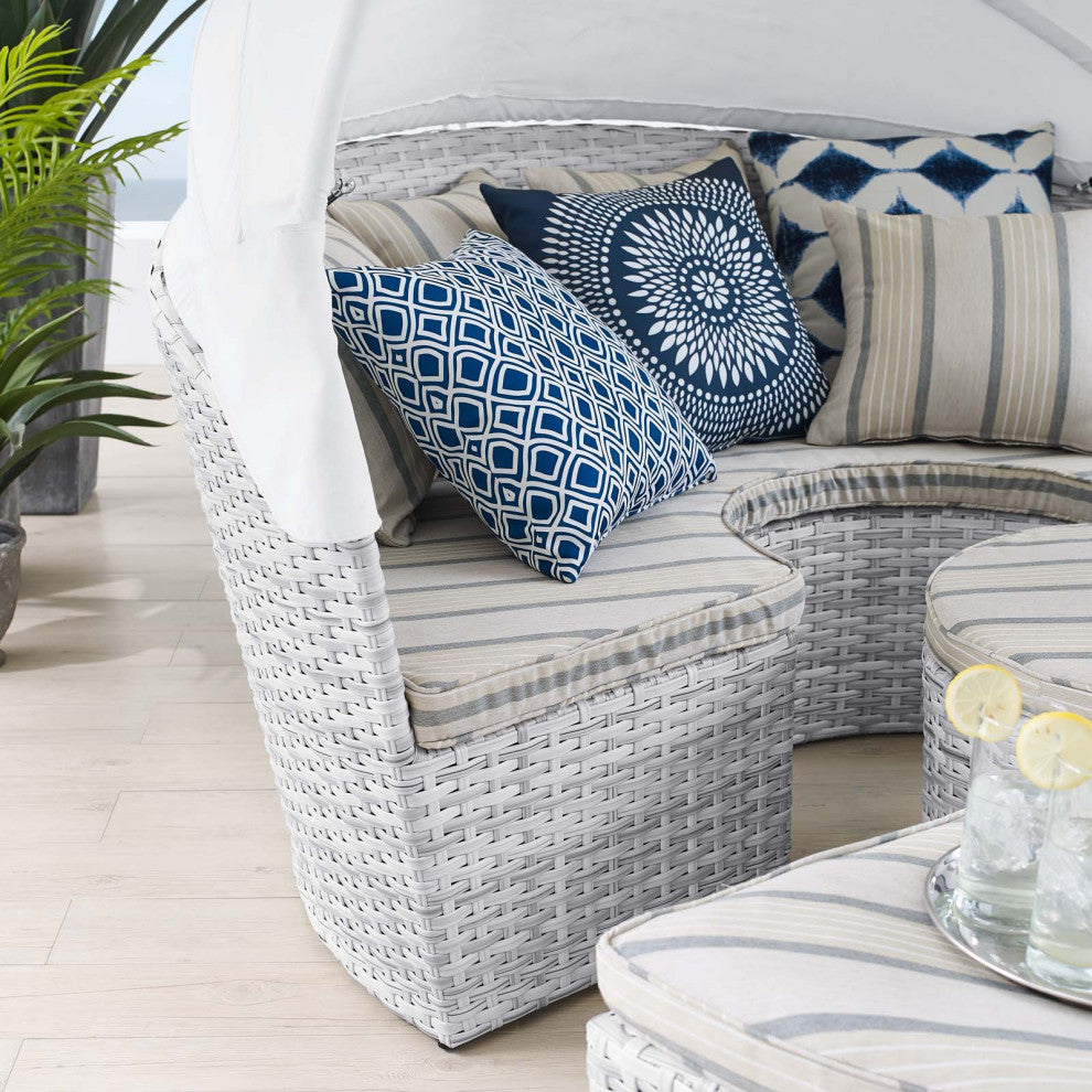 Scottsdale Canopy Sunbrella Outdoor Patio Daybed, Light Gray Pebble