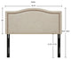 Madison Park Nadine Upholstered Bed Headboard Nailheads Accent, Taupe, King