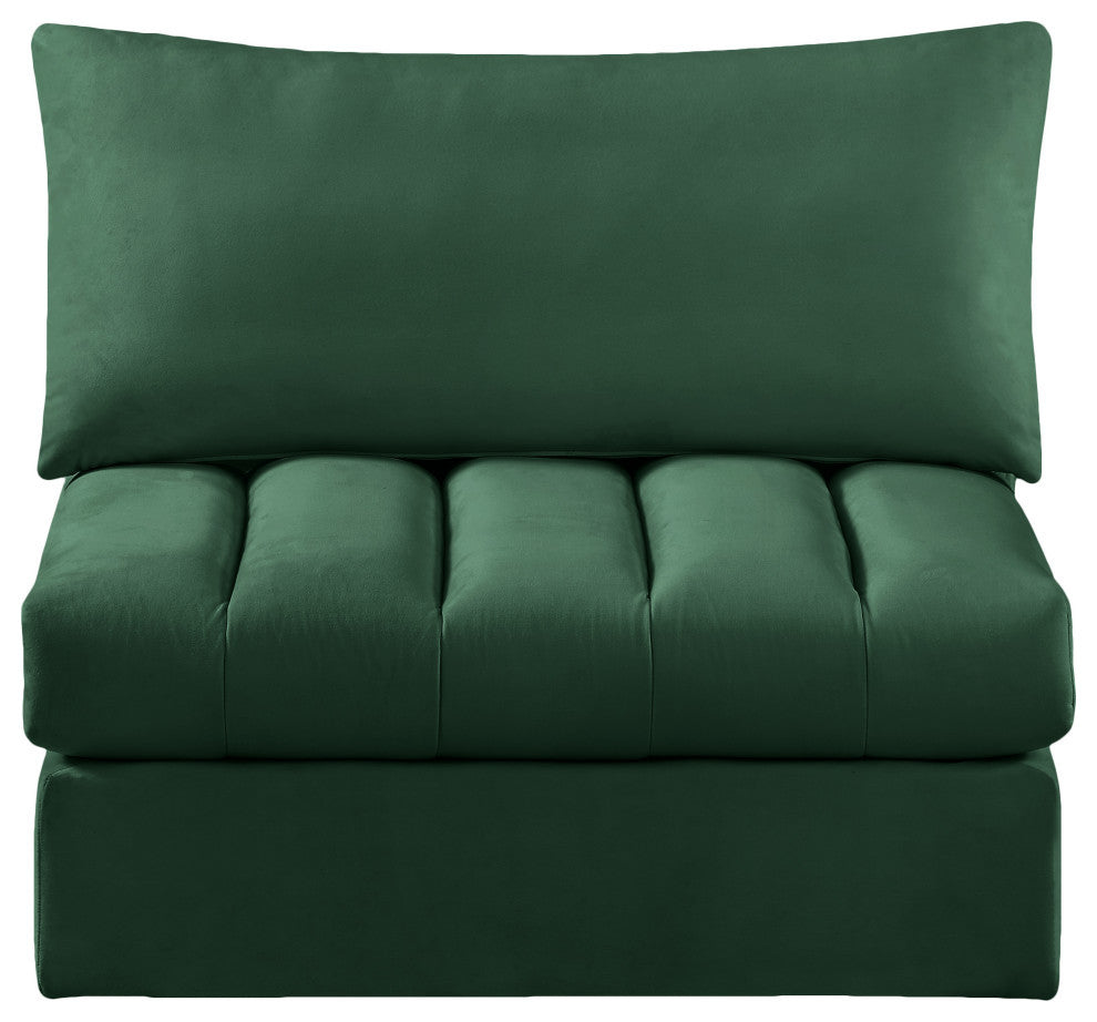 Jacob Velvet Upholstered Modular Armless Chair, Green