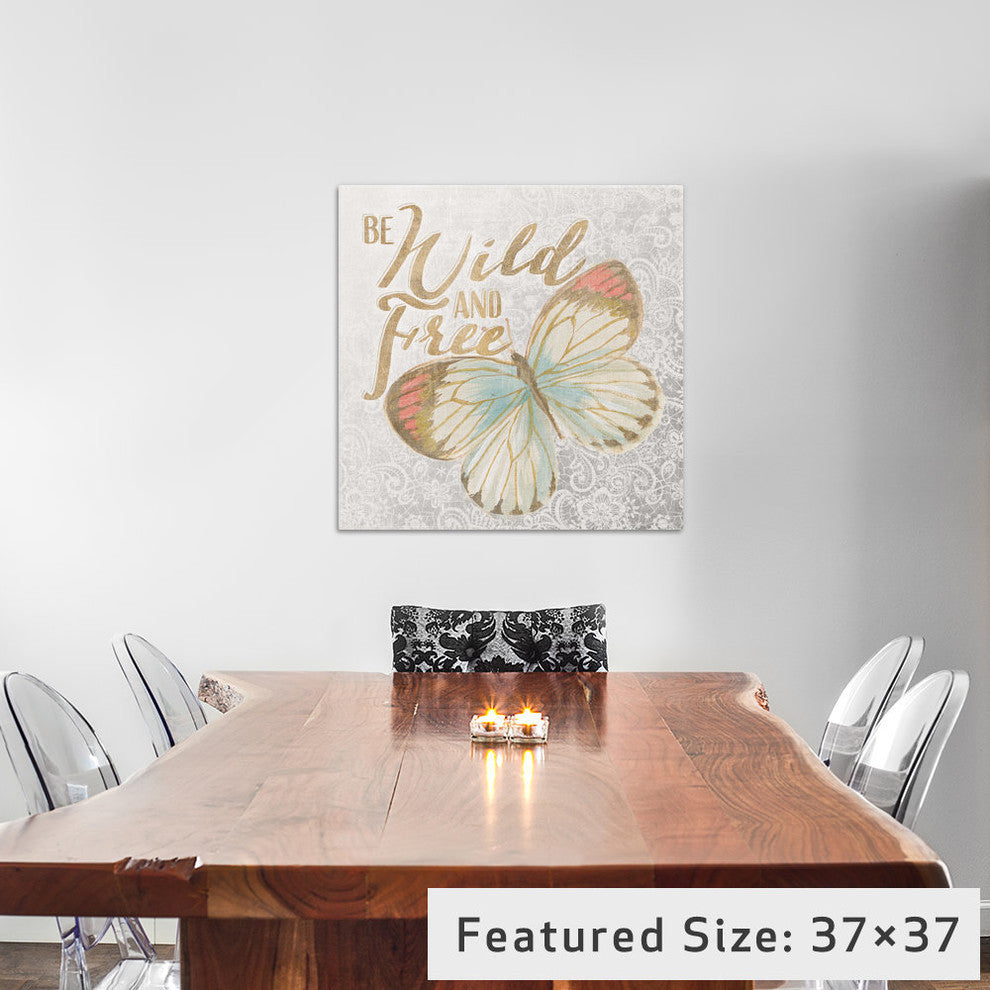 "Textile Floral Butterfly IV" by All That Glitters, 37x37x1.5