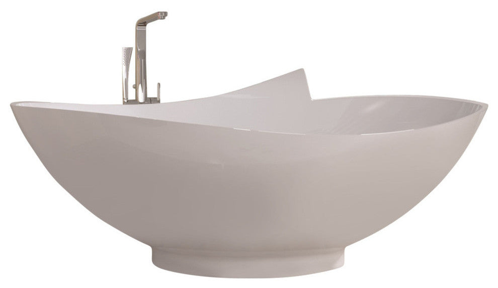 ADM Circular Freestanding Bathtub, Glossy White, 70.9"