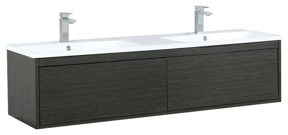 Sant 60 Iron Charcoal DB Vanity, Acrylic Top With Sinks, Gun Metal Faucet Set