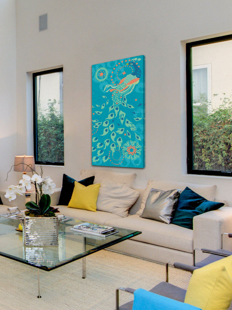 "Peacock of Peoria" Painting Print on Canvas by Evelia