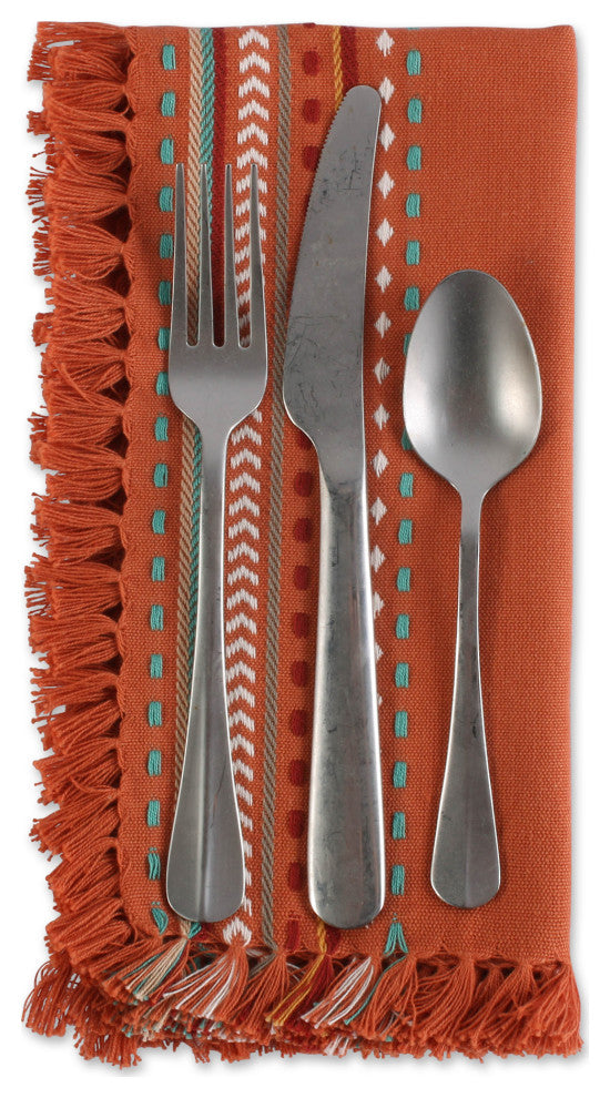 Sedona Sunset Hacienda Stripe Fringed Napkin Set of 6
