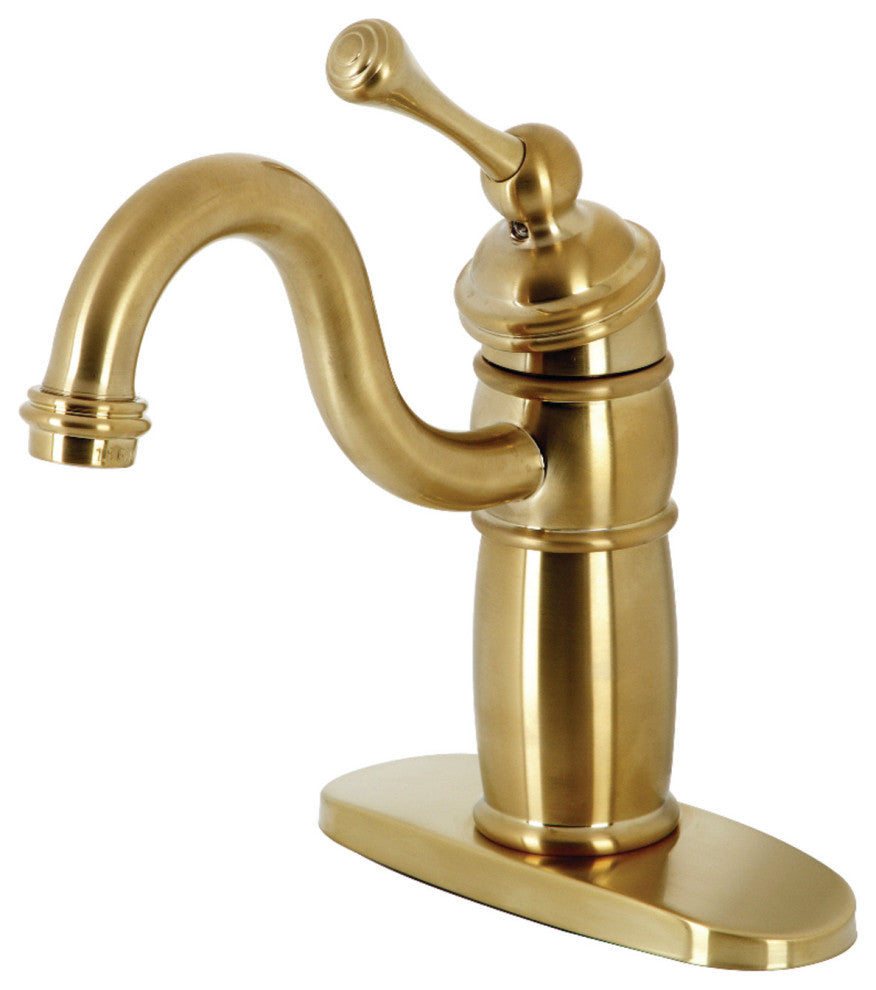 KB1487BL Vintage Single-Handle Monoblock Bar Faucet, Brushed Brass