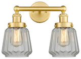 Edison Chatham 2-Light 16" Vanity Light, Satin Gold Finish, Matte White Shade