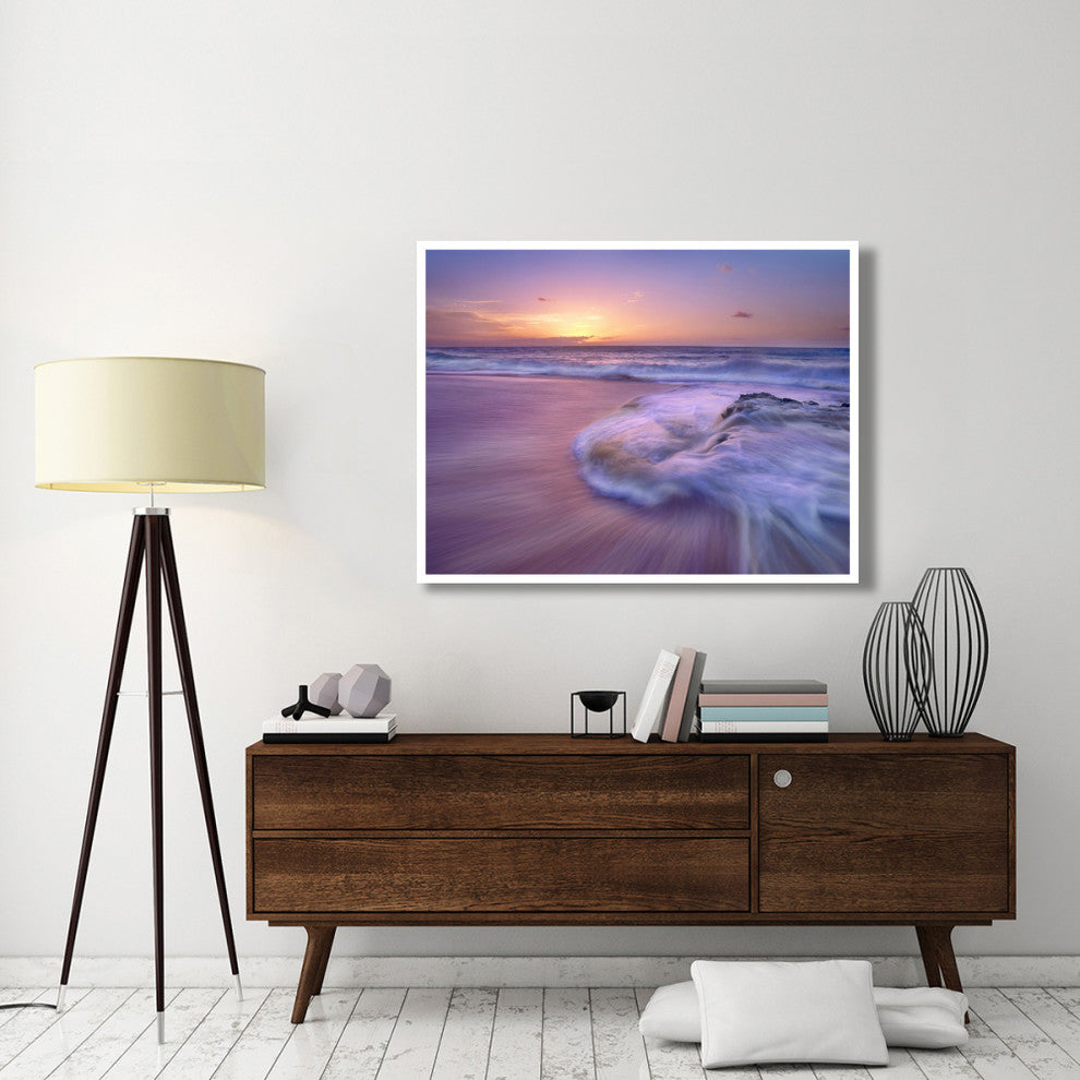 "Sandy beach at sunset, Oahu, Hawaii" Paper Print by Tim Fitzharris, 50"x38"