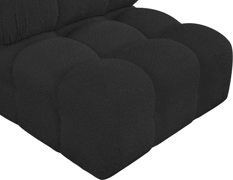 Ames Boucle Fabric Modular Chair, Black, Armless Chair