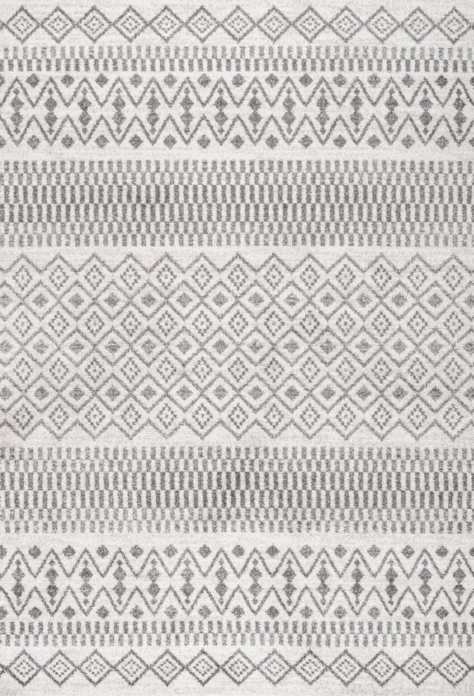 Ifrane Berber Geometric Stripe Runner Rug, Cream/Gray, 4x6
