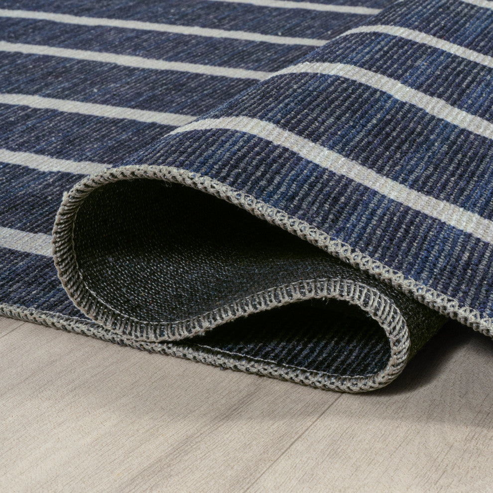 Rand Distressed Ticking Stripe Machine-Washable Area Rug, 9x12