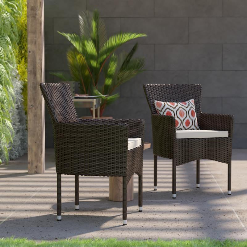Maxim Modern Wicker Patio Armchairs Fade & Weather-Resistant Frames and Cushions