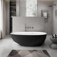 STAR&JANE Egg-shaped Stone Resin Matte Freestanding Bathtub, Black