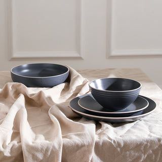 Stone Lain Lauren Stoneware 32 Piece Dinnerware Set, Charcoal