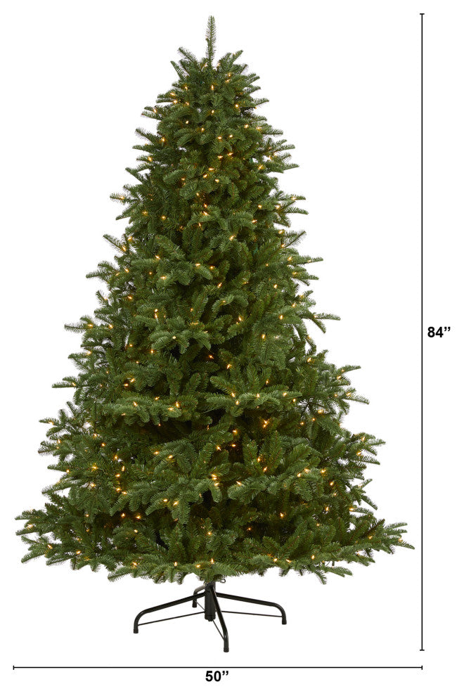 7' South Carolina Spruce Faux Xmas Tree W/500 White Lights & Bendable Branches