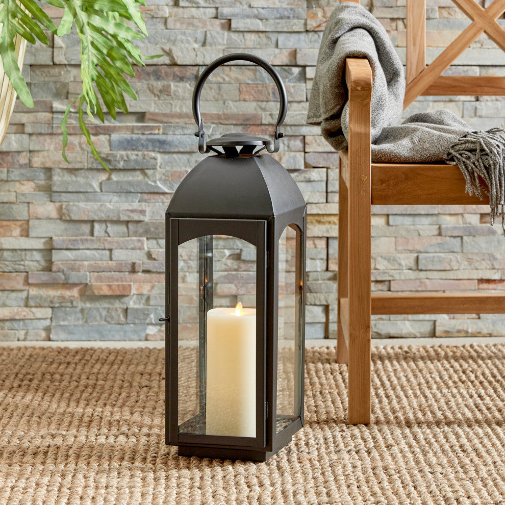 Antoinne Outdoor Lantern, Large, Black, 7.25x7.75x20.5
