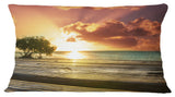 Boardwalk On Beach Under Cloudy Sky Modern Landscape Printed Pillow, 12"x20"